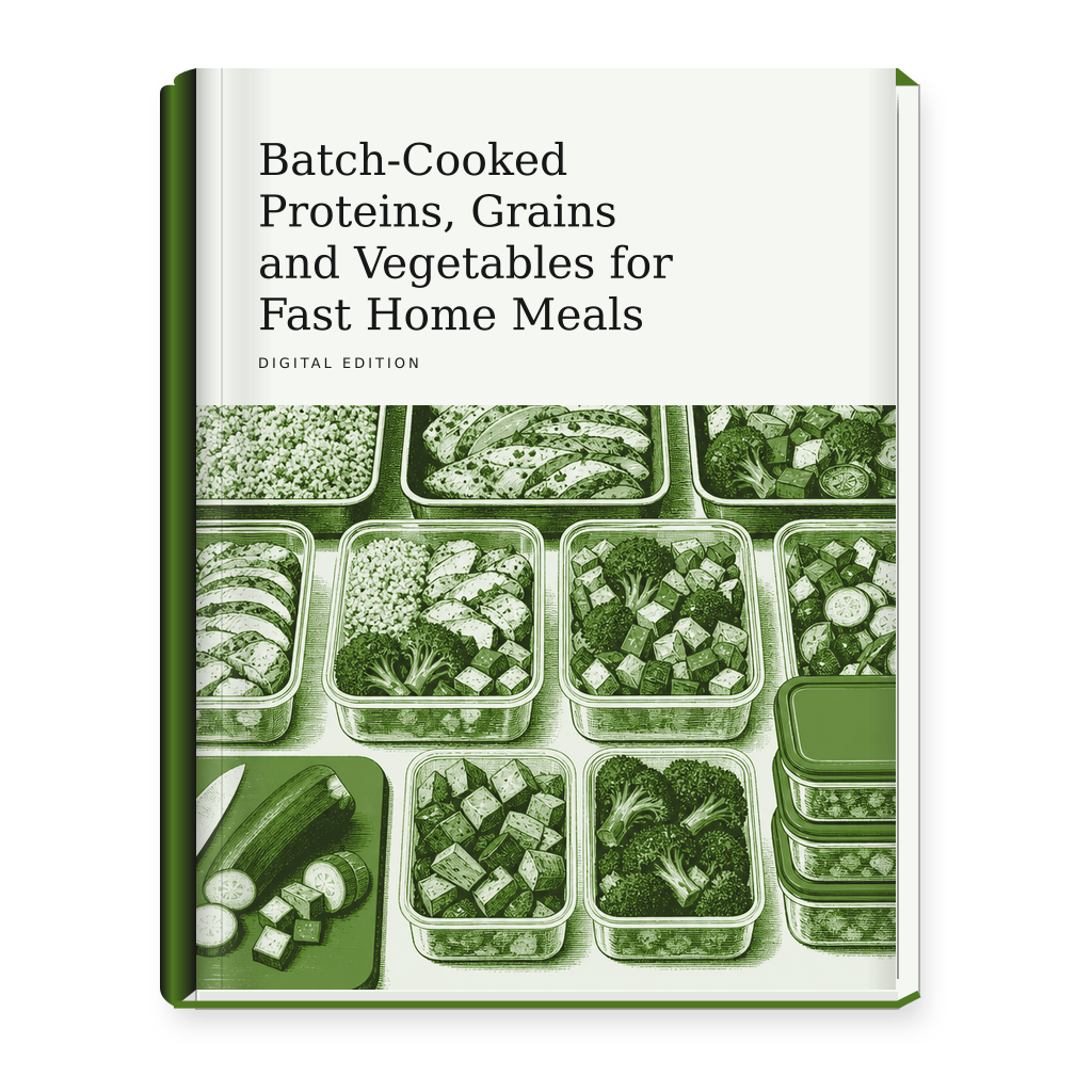Batch-Cooked Proteins, Grains and Vegetables for Fast Home Meals